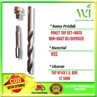 Tap baut oli bawah oversize m14x1.5 set mata bor 12.5mm paket komplit tap set buat 19 kunci 17