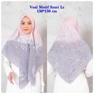 Terlaris!! Jilbab Segi Empat Voal Motif Syari Jumbo Size 130X130