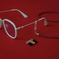 4mm 東方紅 Nappa皮編織皮繩 K金色扣件 眼鏡鍊 口罩鍊