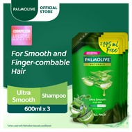 Palmolive Naturals Shampoo - with Aloe Vera, for Normal Hair, Refill, Value Pack, Pack of 3, 600ml