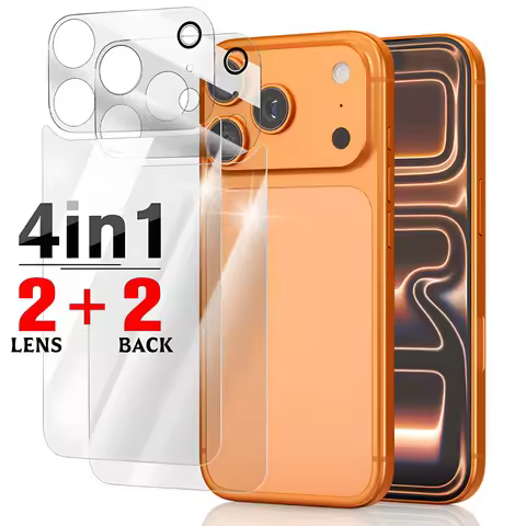4in1 Tempered Glass Back Protector For iPhone 18 Ultra 17 16 15 14 Plus Pro Max 9H Camera Lens Film 