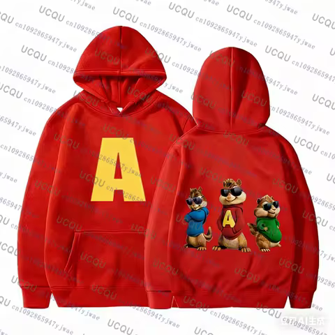 Alvin and The Chipmunks Anime Hooded Cartoon Fashion Casual Pullover Hoody Alvin Chipmunk Best Frien