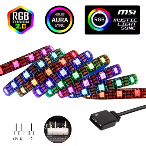 WS2812b ARGB LED Strip 5V 60Led/m Addressable Rainbow LED light 3PIN for ASUS AURA SYNC / MSI Mystic