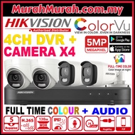 HIK HIKVISION COLORVU 5.0MP 4CH Package Set DVR + 4 Camera with Audio Mic Voice Record 5MP CCTV Nigh