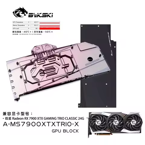 Bykski GPU Block Use for MSI RX 7900 XTX GAMING TRIO CLASSIC 24G Graphics Video Card Full Cover Desi