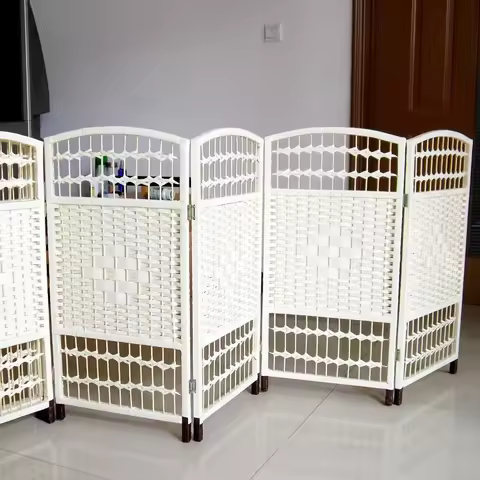 Regional Fence Paper Rattan Woven Children Partition Decorative Fence Partition Folding Screen Small