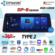 DYNAVIN DP8 / DP8 SERIES 8CORE QLED 12.3"SCREEN ANDROID PLAYER 4G SIM / 360 CAM / DSP / CARPLAY