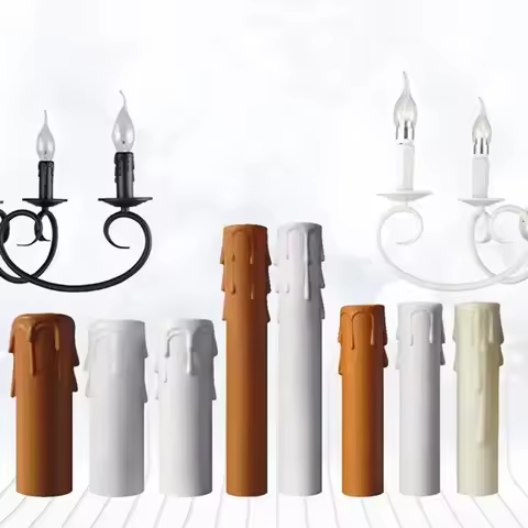 10pcs Candle Light Socket Covers E14 Candles Cover Sleeves Flame Retardant Vintage Style For Hotel D