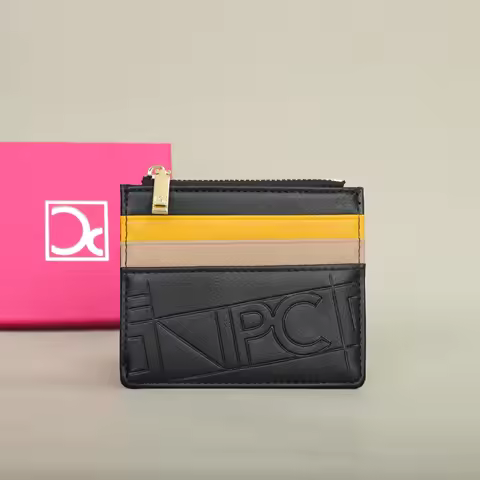 PG PATSY GARIS Women's Wallet Fashion Retro Temperament Button Folding Monogram Printed Metal Zipper