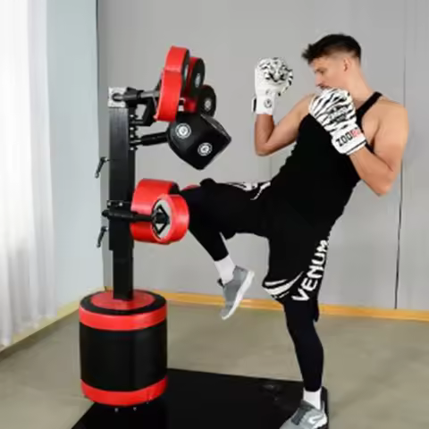 Vertical Standing Boxing Target Multi-Point Punching Bag Fitness Decompression Steel Pipe + Sponge K