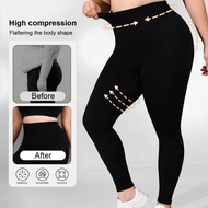 Ribbed 4-Way Stretch Seamless Plus Size Workout Leggings For Women - High Waist Tummy Control & Scru