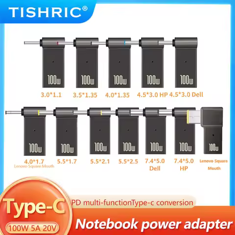 TISHRIC Laptop Power Charger Supply Connector Adapter PD 100W 5A USB Type-C Female to DC Male For HP