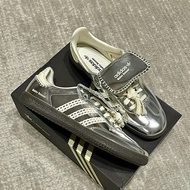 Wales Bonner x adidas origins Samba low-top board shoes, slip-resistant and wear-resistant, silver c