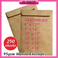 A4 Manila Envelope 9x12 9x14 10x12 10x13 10x15 12x16 | A4 Envelope| Brown Envelope | Kraft Envelope 