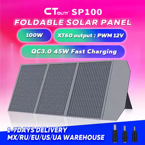 CTOLITY SP100 100W Portable Solar Panel Foldable Solar Charger 20.5V Solar Panel with QC3.0 USB-A &T