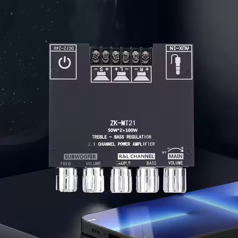 TPA3116D2 Bluetooth 5.0 ZK-TB21 Subwoofer Digital Amplifier Board 2x50W+100W 2.1 Channel Power Audio