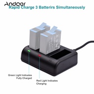 Andoer Action Camera Battery Charger 3-slot Fast Charging with Micro USB &amp; Type-C Input Replacement for GoPro Hero 9 10 Batteries