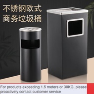 New💎Stainless Steel Hotel Lobby Trash Can Cigarette Butt Column Smoke Extinguishing Bucket with Ashtray Outdoor Smoking