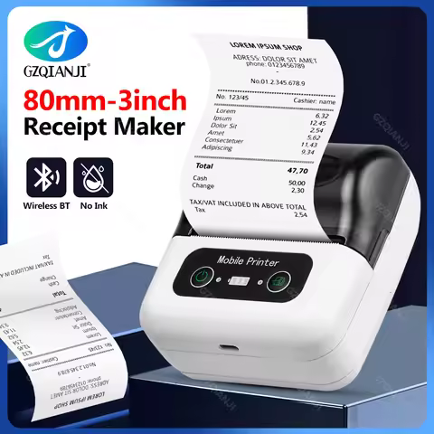 2024 80mm Thermal Receipt Bill Thermal Printer with Paper rolls Bluetooth Mobile Print Maker support