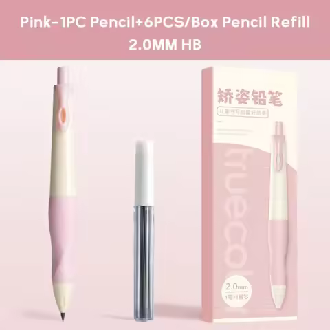 2.0mm Automatic Pencil With HB Pencil Lead Set Holding Pen Posture Correction Movable Pencil Comes W