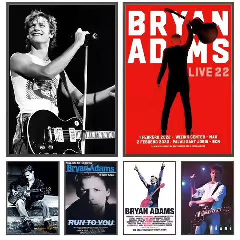 singer b-Bryan Adams Poster Versatile HD Waterproof Wall Art Self-Adhesive Decor for Any Space Ideal