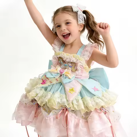 Girls Princess Lolita Dress Young Girl Birthday Party Lolita Tutu Dress Flower Girls Wedding Boutiqu