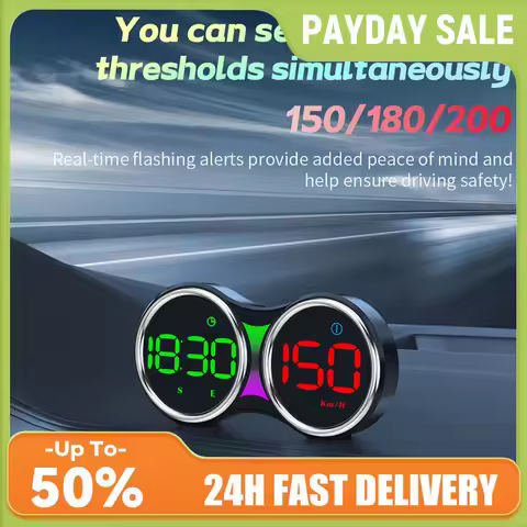 GPS Head Up Display 4 Inch Dual KM MPH Speed Switch Overspeed Alert Electronic Compass USB