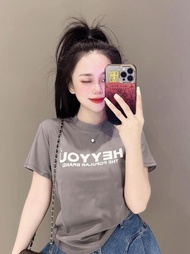 Áo thun nữ dáng ôm phối chữ nổi ( Mã HEYYOU )