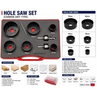 6PCS Carbide Grit Hole Saw Set 22/27/33/42/63/72mm with Arbor & Hex Key for Wood PVC Plastic Board
