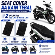 Seat Cover AA Kain Tebal Motor Y15 V1/V2 LC V8 Y16 RS150 RSX White & Red Line Malaysia Spare Part Mo