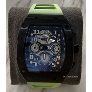 ⌚ BERLINK BK5007 Skeleton Barrel Shape Watch | Sapphire Crystal with Apple Green Strap