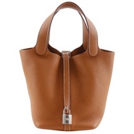 【日本直送】愛馬仕 HERMES Picotin Lock 18 PM 手提包 Taurillon Clemence 金棕色/銀釦 女仕【二手】