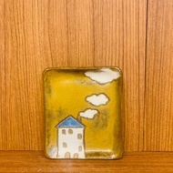 N131白房子手繪迷你房子陶瓷盤