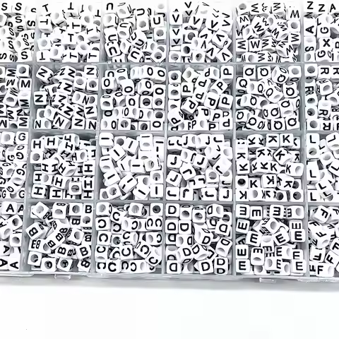 100pcs 6x6mm Letter Beads Square Shape Beads Alphabet Letter Charms for Make Jewelry Handmade Bracel