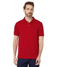 Men's Poly Spandex Ottoman Knit Short Sleeve Solid Performance Textured Polo Shirt