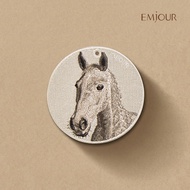 EMJOUR Double-Sided Embroidered Charm-Gray Horse | Animal Horse Souvenir Gift Key Ring Bag Accessori