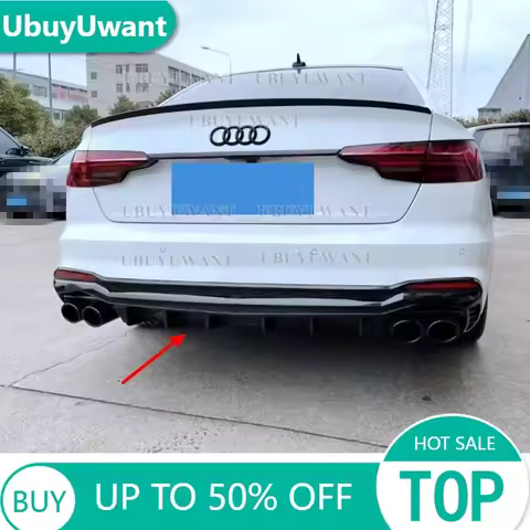 For Audi A4 B9 S-Line /Standard Sedan Black/ Carbon Rear Bumper Diffuser Lip Spoiler 20-24 Style S 4
