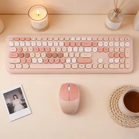 MOFii 668 Wireless Keyboard & Mouse Combo, Milk Tea Gradient, 2.4G Silent Full Size Keyboard, US QWE