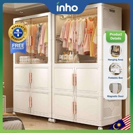 INHO L65/75cm Adult Double Open Doors Multipurpose Moveable Foldable Wardrobe Storage Cabinet