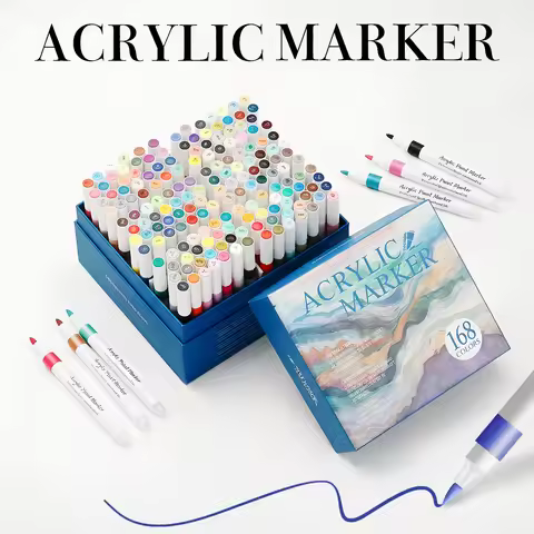 120/168 Colors Acrylic Marker Set Waterproof Fast-Drying Professional Draw DIY Art Crafts Ceramic Gl