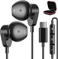 USB C Headphones for iPhone 15 Pro Samsung S24 Ultra S23 S22 Note 20 10+,USB Type C Earphones HiFi Stereo USB C Wired Earbuds Microphone Volume Control for Galaxy A54 A53 Z Flip3 Fold4 OnePlus 11 10 9
