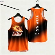 Y02-Run With Fire Flame Print Quick Dry 21KM Half Marathon Athletic Tank Top