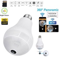 ▥Panoramic 360° Led Bulb Hidden CCTV WiFi Panorama Dual Light Source Infrared Camera CCTV Cam
