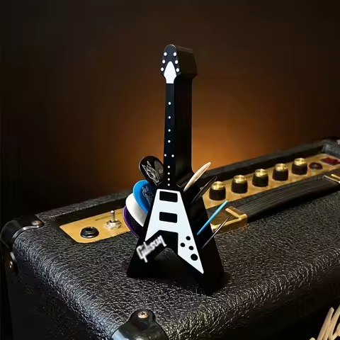 Miwayer 10-Slot Guitar Pick Holder – Black Amp Design, PLA Material, Wall-Mountable, Holds 10 Picks,