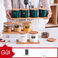 (HOT ITEM) Household ceramic spice jar spice jar spice jar spice box salt MSG container