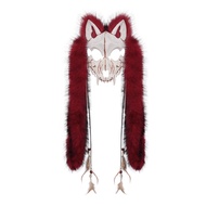 Faux Fur Furry Werewolf Mask Viking Costume Accessory for Carnival Cosplay Themed Parties