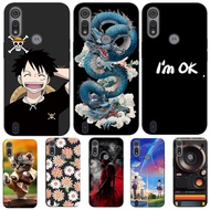 For Motorola Moto E6S E6i Case Phone Cover Protective Soft Silicone Black Tpu Case Oriental Dragon