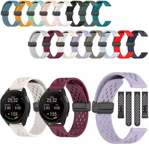 18 20 22mm Magnetic Buckle Soft Silicone Smart Watch Straps For Garmin Forerunner 55 158 245 645 165