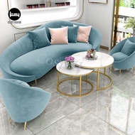 CosyFH Curved Fabric Sofa Clothing Store Beauty Salon Small Sofa Small Apartment Sofa