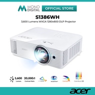 ACER S1386WH 3,600 LUMENS WXGA (1280 x 800) SHORT-THROW PROJECTOR, CONTRAST RATIO: 20,000:1,10,000 L